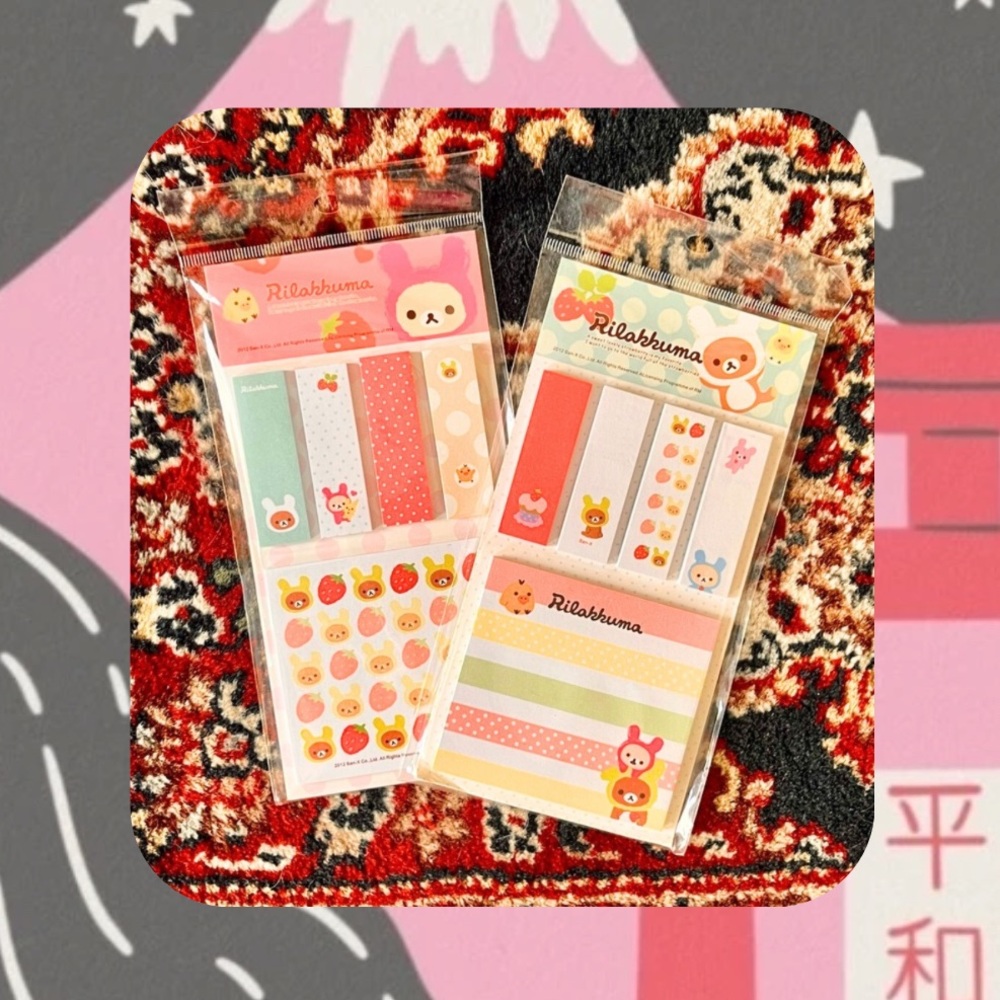 🏷️🎉🆕 2012 Rilakkuma San-X • set of 2 sticky note set paper sticky tabs & stickys